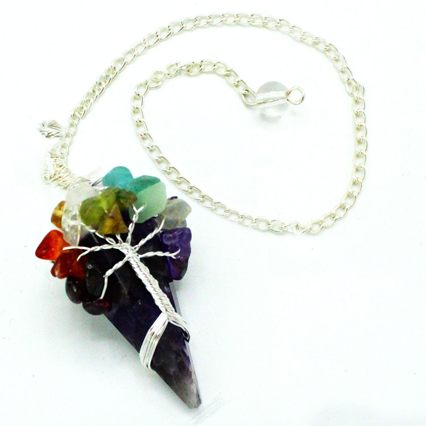 Polished Magic Pendulum Seven Chakra Amethyst featuring rich purple colour and natural clarity - Positive Faith Hope Love