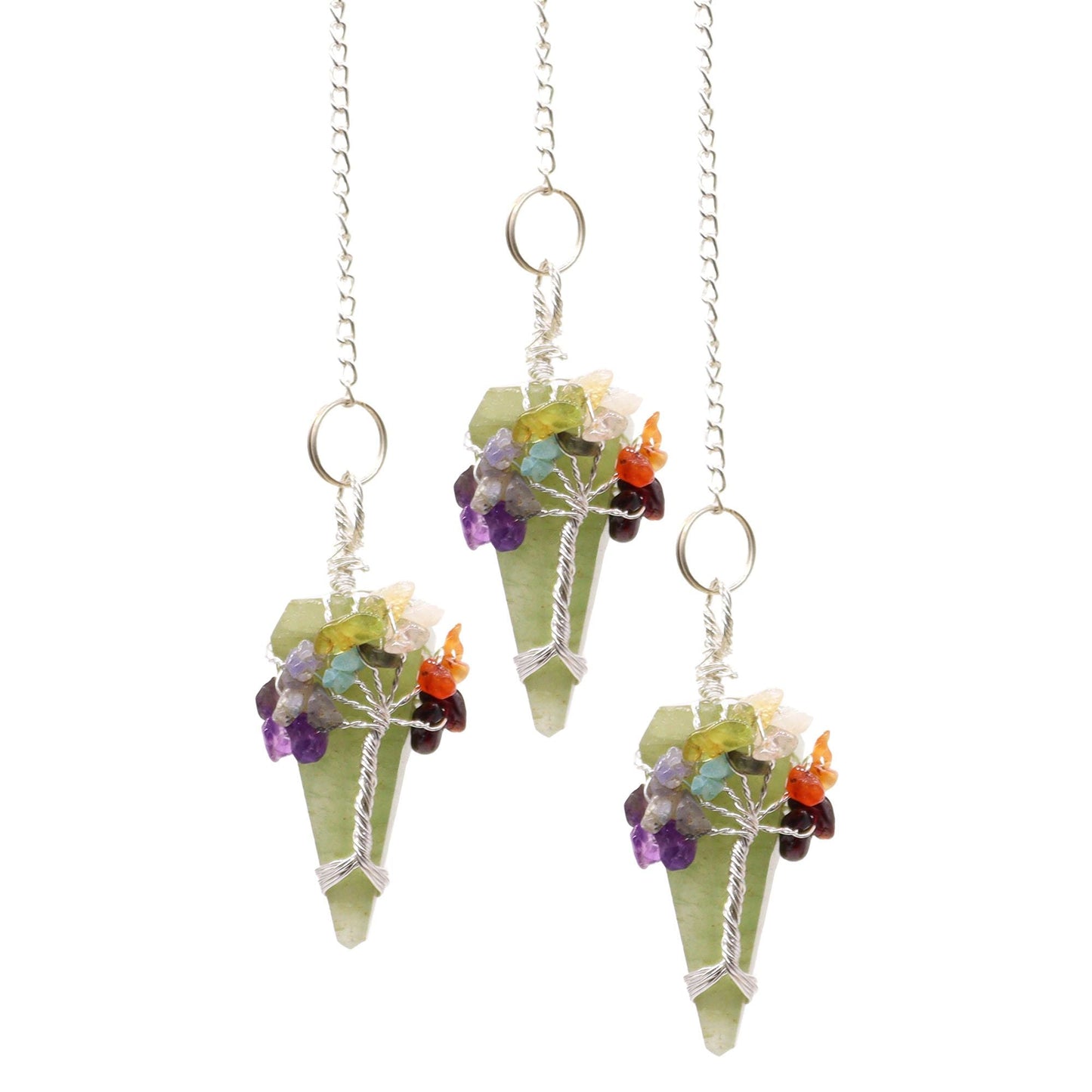 Polished Magic Pendulum - Seven Chakra - Aventurine featuring green tone with subtle sparkle - Positive Faith Hope Love