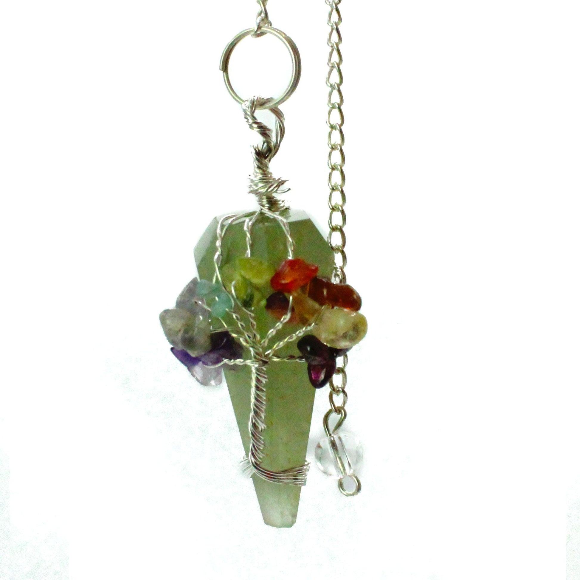 Polished Magic Pendulum Seven Chakra Aventurine featuring green tone with subtle sparkle - Positive Faith Hope Love