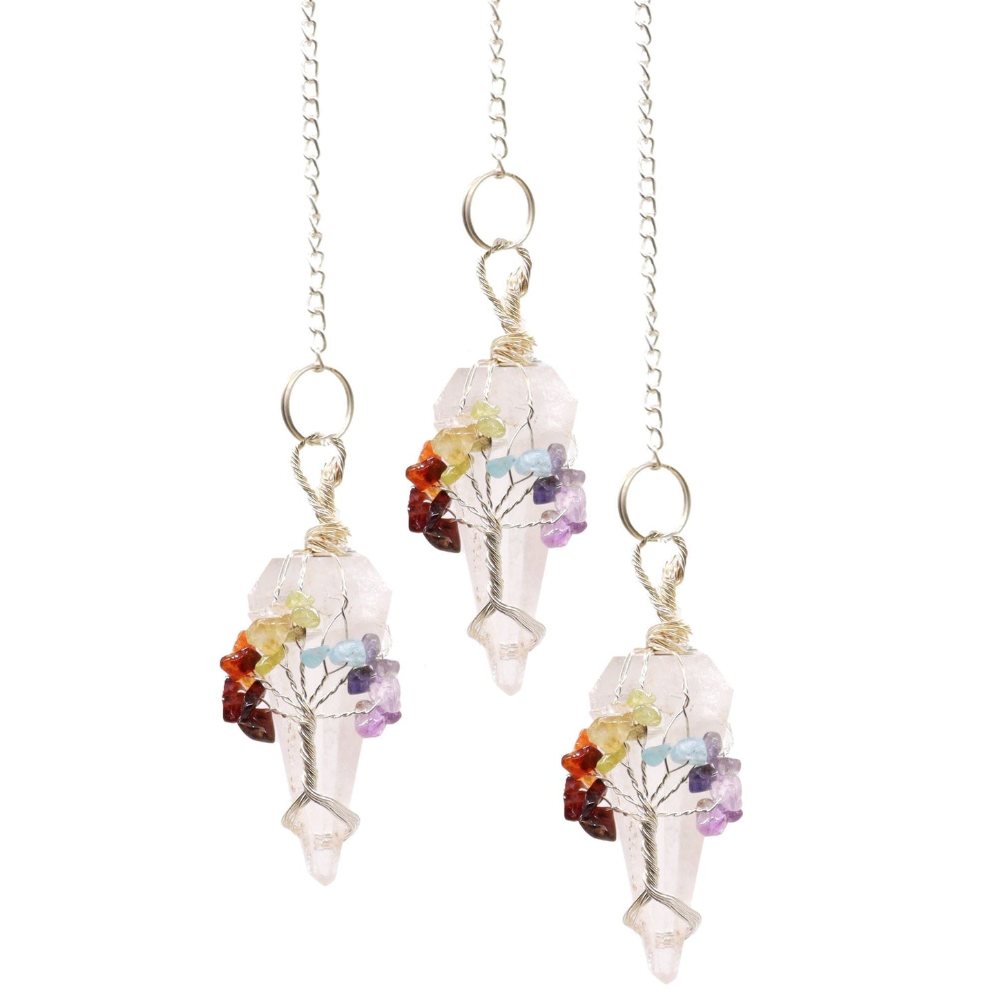 Polished Magic Pendulum - Seven Chakra - Rock Quartz featuring natural patterning and unique variations - Positive Faith Hope Love