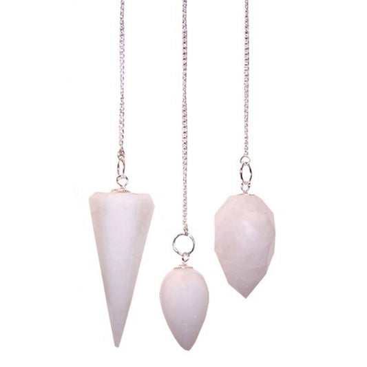 Polished Magic Pendulum - Snow Quartz featuring natural patterning and unique variations - Positive Faith Hope Love