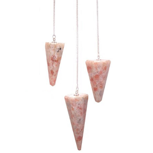 Polished Magic Pendulum - Sunstone featuring sparkling aventurescence and warm orange tone - Positive Faith Hope Love