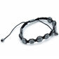 Polished Magnetic Hematite Shamballa Bracelet Hexagon Skulls featuring metallic grey sheen and mirror finish - Positive Faith Hope Love