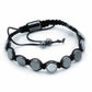 Polished Magnetic Hematite Shamballa Bracelet - Round Flats featuring metallic grey sheen and mirror finish - Positive Faith Hope Love