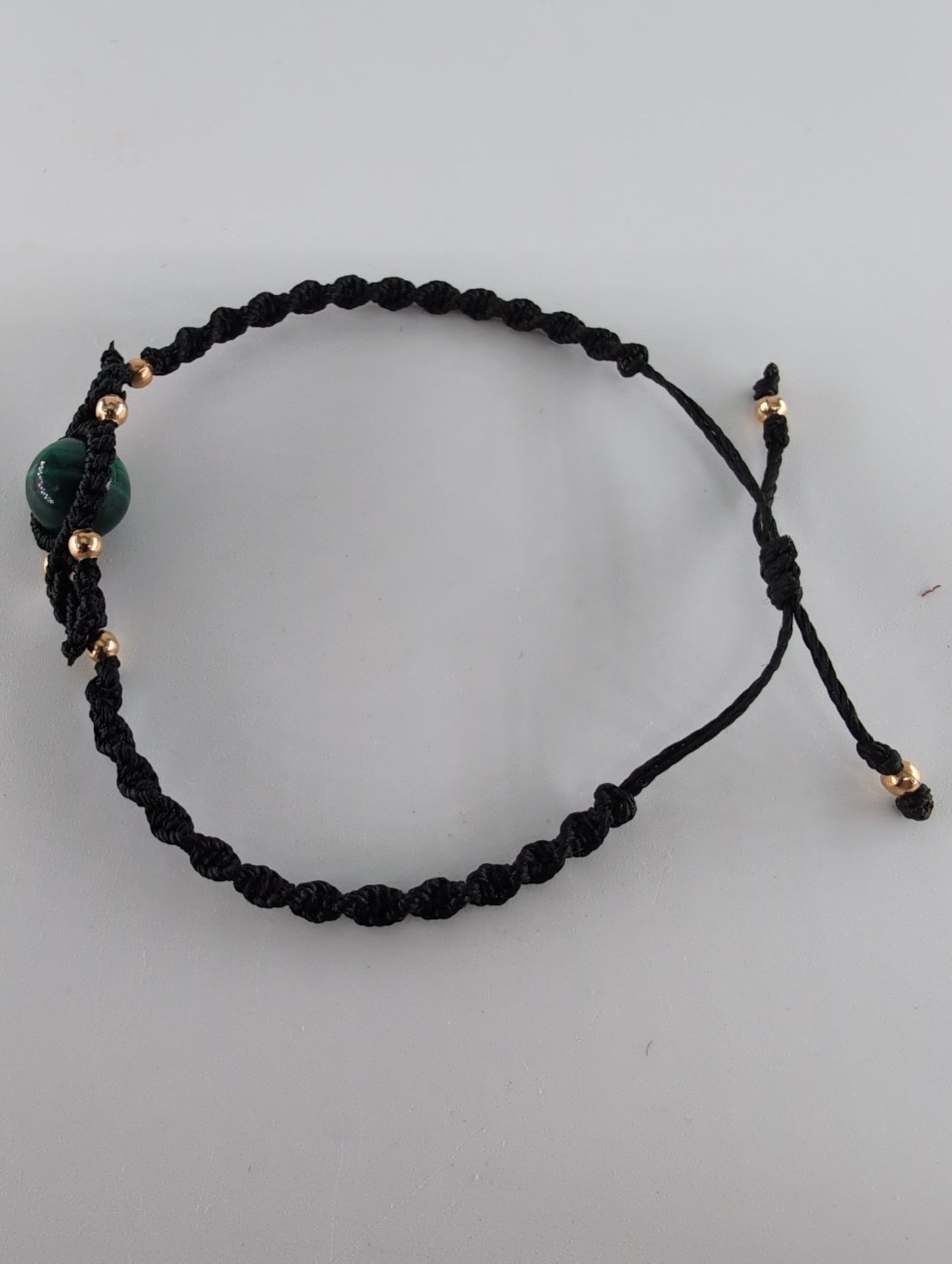 Malachite Black Micro Macrame Bracelet - Positive Faith Hope Love