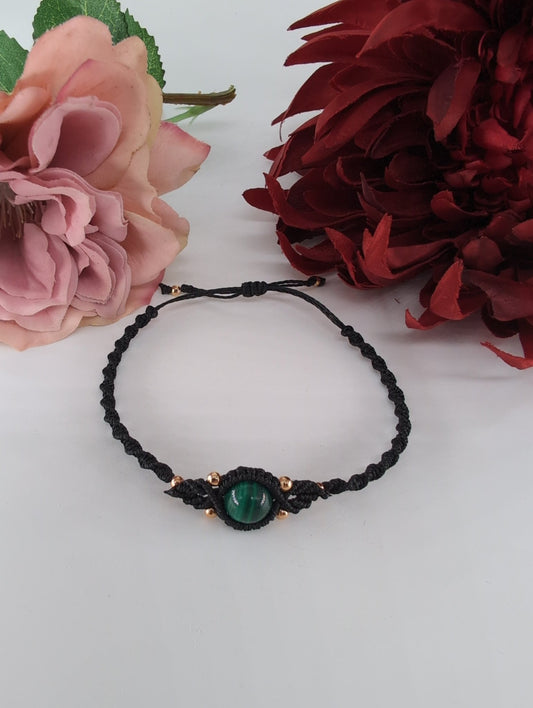 Malachite Black Micro Macrame Bracelet - Positive Faith Hope Love