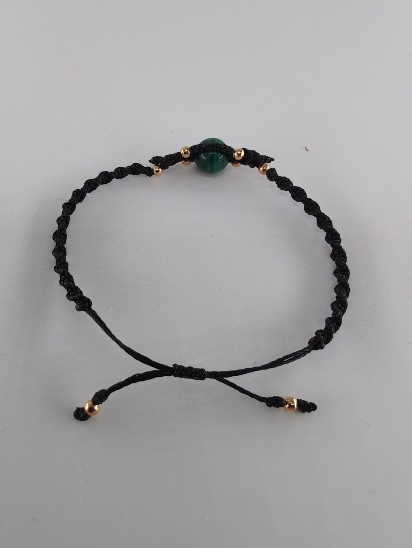 Malachite Black Micro Macrame Bracelet - Positive Faith Hope Love