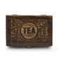 Polished Mango Carved Tea Box 6 Compartments featuring natural patterning and unique variations - Positive Faith Hope Love