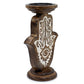 Polished Mango Wood Candle Stand Hamsa Large featuring natural patterning and unique variations - Positive Faith Hope Love