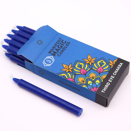 Manifest Magic Candles (pack of 12) - Indigo - Third Eye Chakra - Positive Faith Hope Love