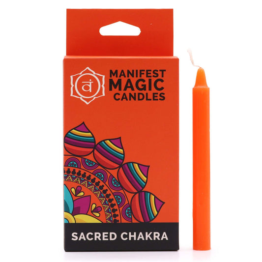 Manifest Magic Candles (pack of 12) - Orange - Sacred Chakra - Positive Faith Hope Love
