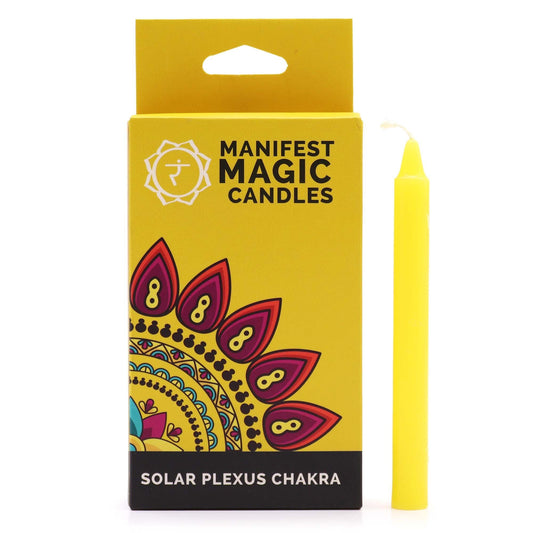 Manifest Magic Candles (pack of 12) - Yellow - Solar Plexus Chakra - Positive Faith Hope Love