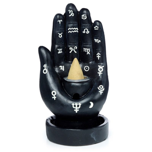 Polished Mantric Hand/Tarot Hand Palm Backflow Incense Burner featuring natural patterning and unique variations - Positive Faith Hope Love