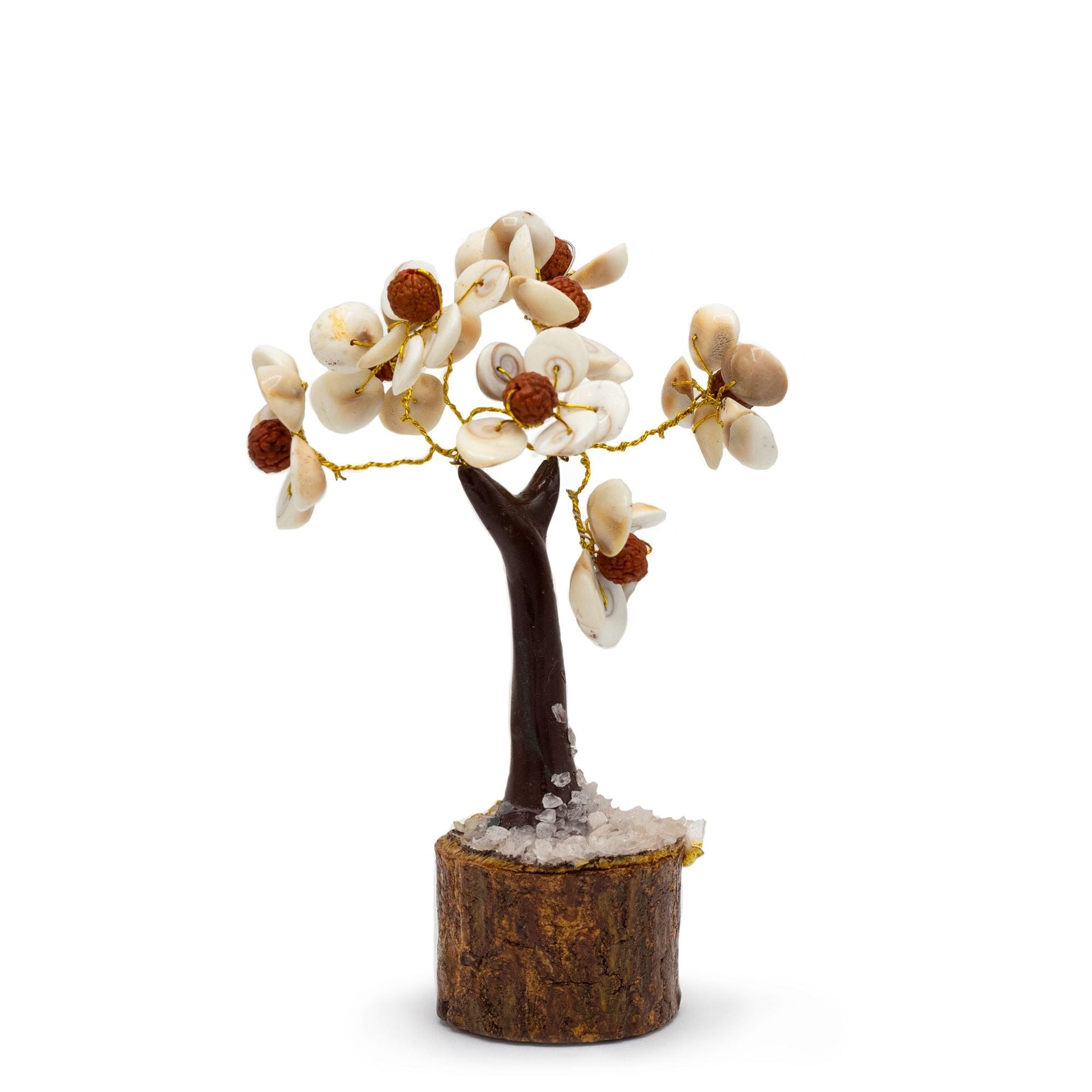 Polished Med Gomati Chakra Circle Stone Tree with Rudraksha - (45 stones) featuring natural patterning and unique variations - Positive Faith Hope Love