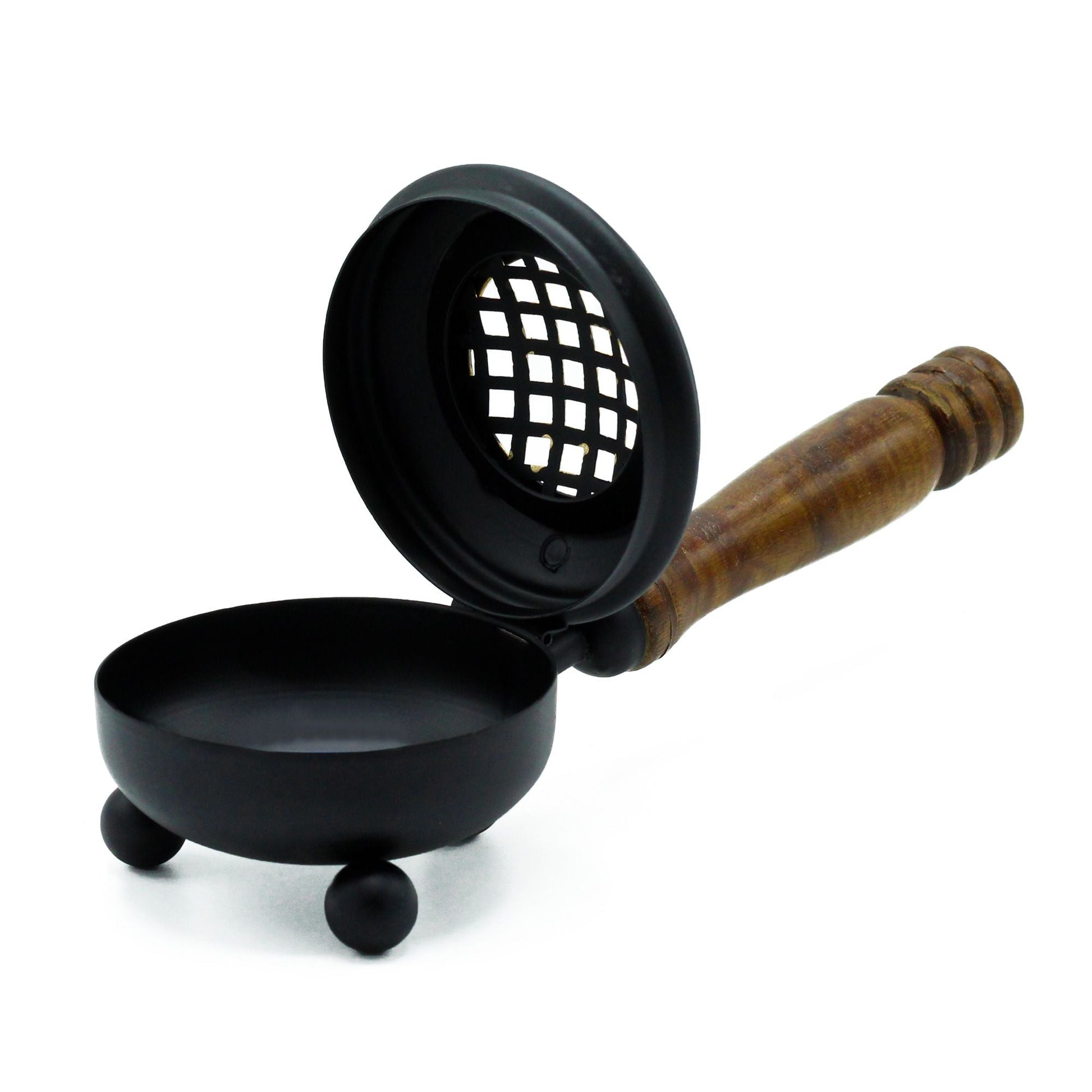 Polished Med Iron Censer Incense Burner Gold Detail 1 featuring natural patterning and unique variations - Positive Faith Hope Love