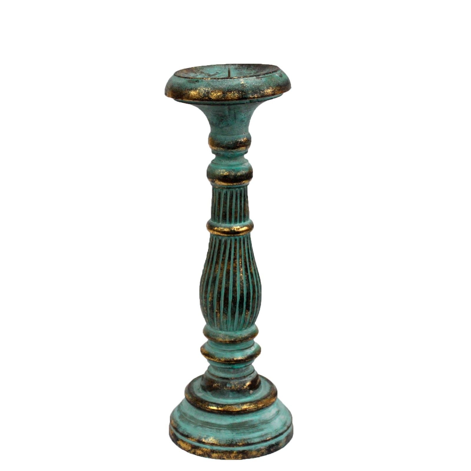 Polished Medium Candle Stand - Turquois Gold featuring natural patterning and unique variations - Positive Faith Hope Love