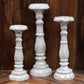 Polished Medium Candle Stand White Gold featuring natural patterning and unique variations - Positive Faith Hope Love