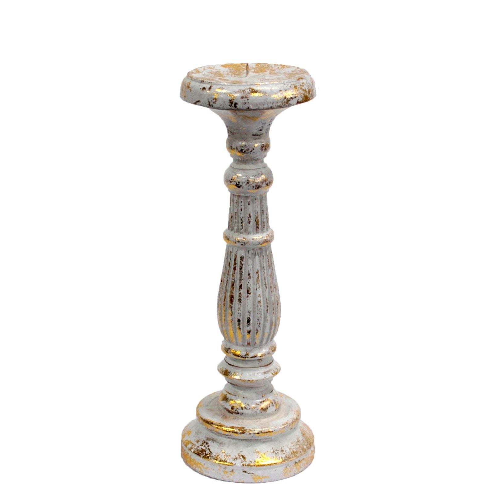 Polished Medium Candle Stand - White Gold featuring natural patterning and unique variations - Positive Faith Hope Love