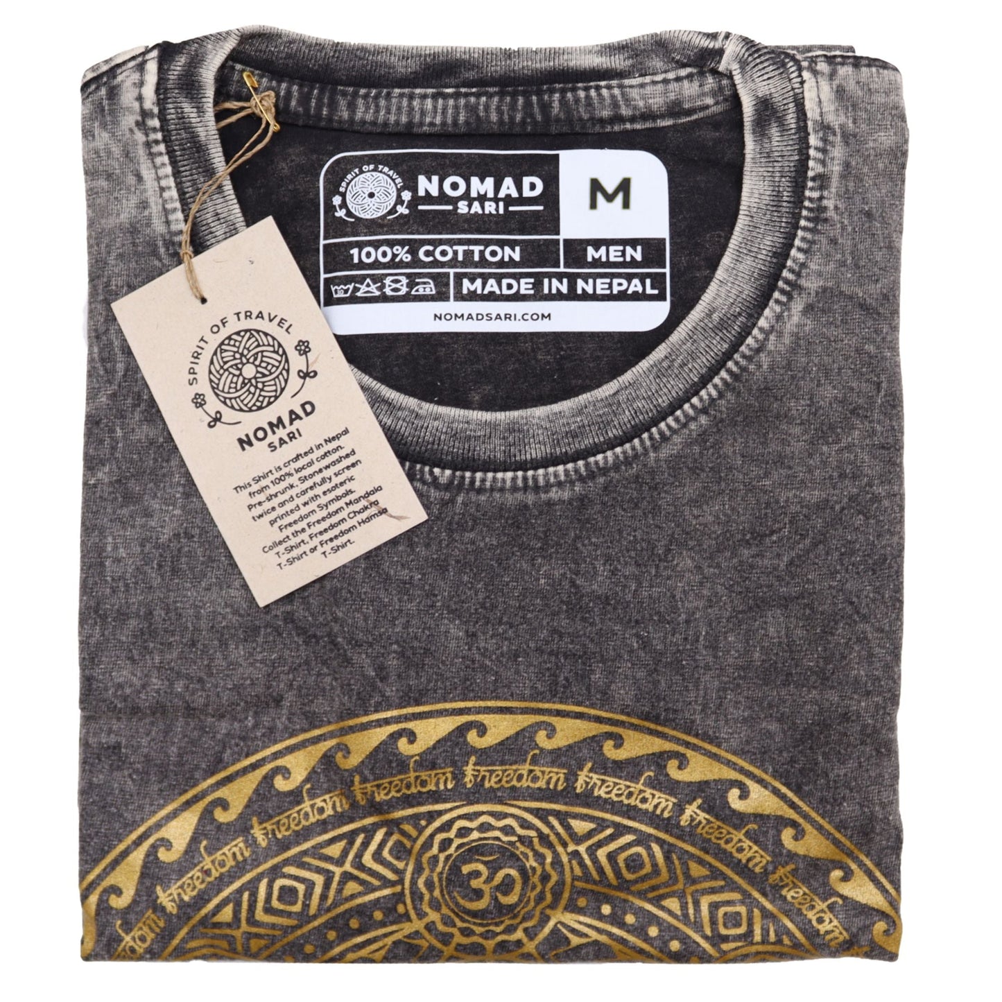 Polished Medium Stone Washed T-Shirt - Chakra - Dark Grey featuring natural patterning and unique variations - Positive Faith Hope Love