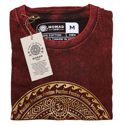 Polished Medium Stone Washed T-Shirt - Chakra - Maroon featuring natural patterning and unique variations - Positive Faith Hope Love