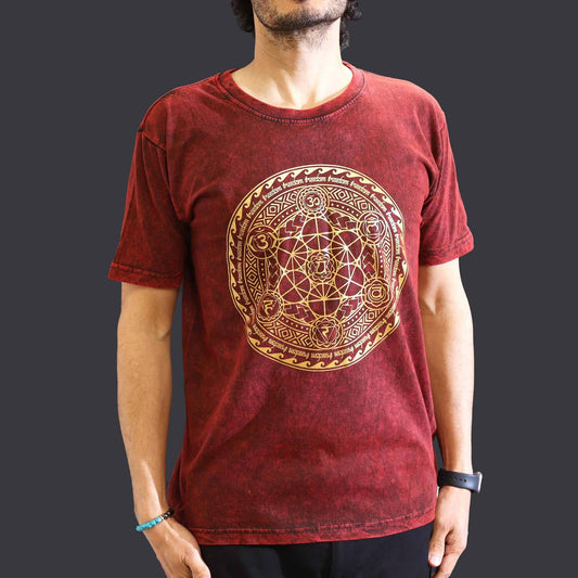 Polished Medium Stone Washed T Shirt Chakra Maroon featuring natural patterning and unique variations - Positive Faith Hope Love