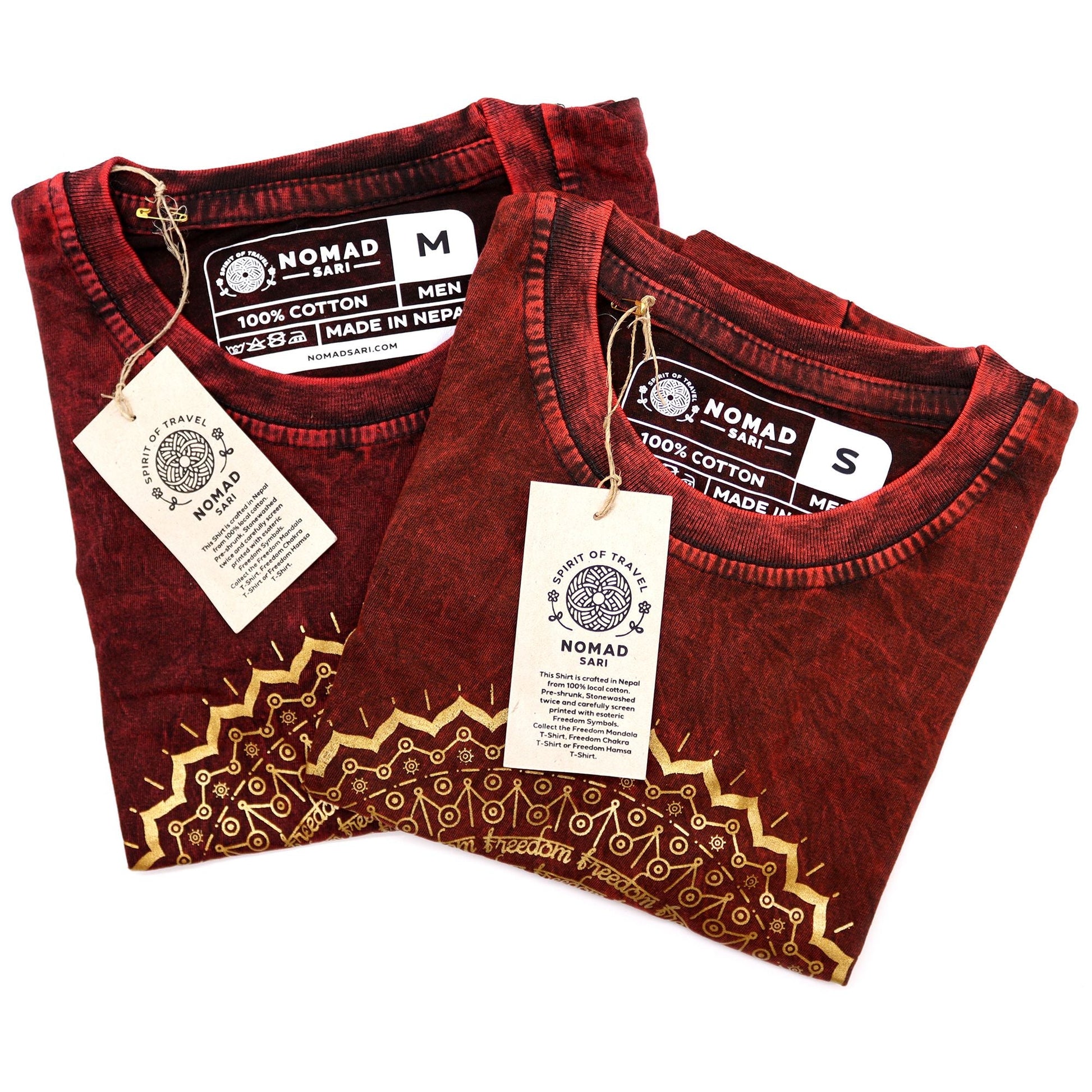 Polished Medium Stone Washed T Shirt Mandala Maroon featuring natural patterning and unique variations - Positive Faith Hope Love