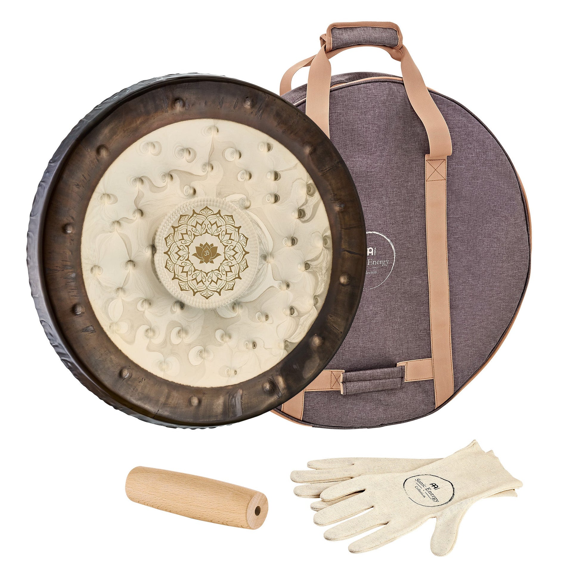 Polished Meinl Sonic Energy 22 Soundscape Gong Om Lotus Sgoml22 featuring natural patterning and unique variations - Positive Faith Hope Love