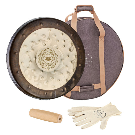 Polished Meinl Sonic Energy 22 Soundscape Gong Om Lotus Sgoml22 featuring natural patterning and unique variations - Positive Faith Hope Love