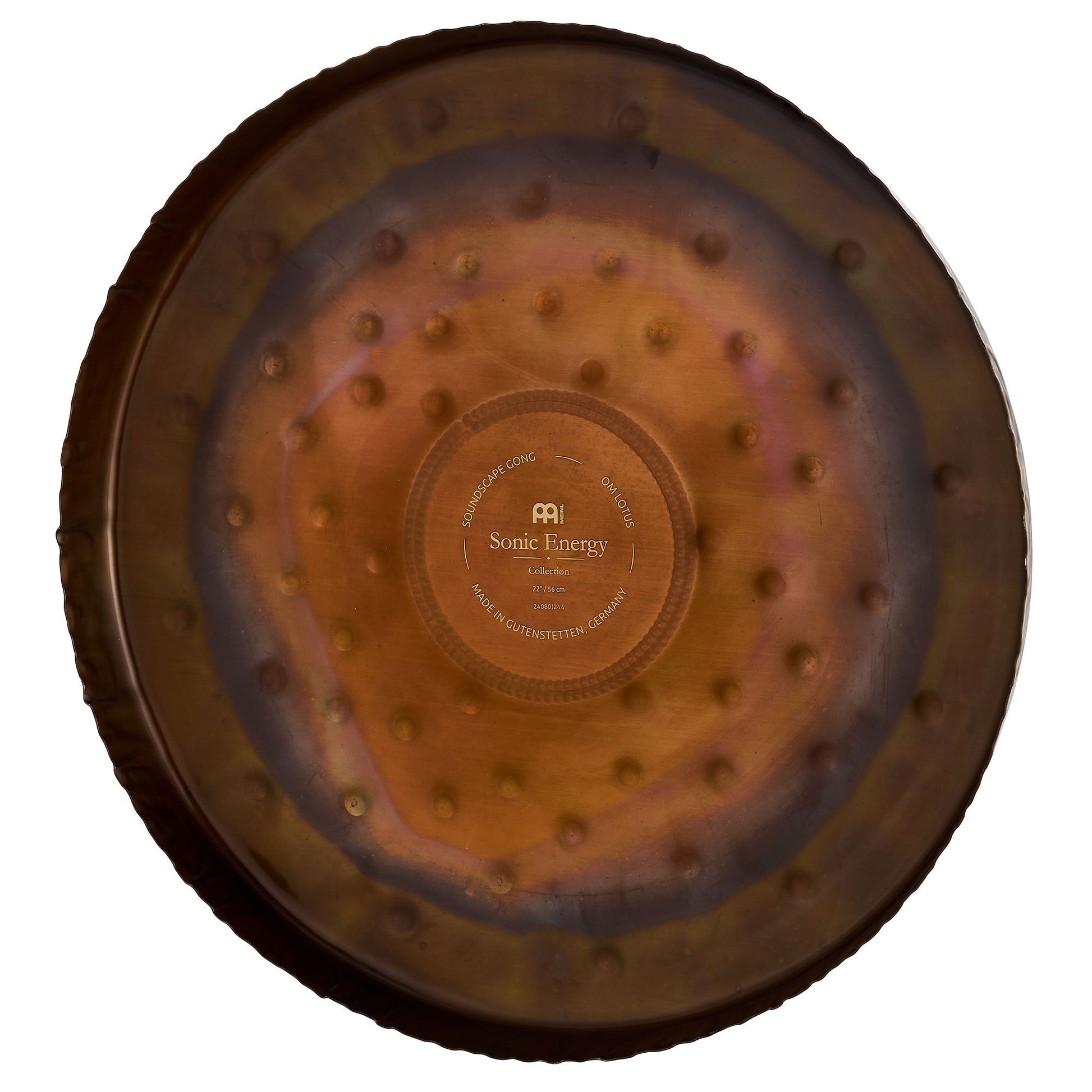 Polished Meinl Sonic Energy 22 Soundscape Gong Om Lotus Sgoml22 featuring natural patterning and unique variations - Positive Faith Hope Love