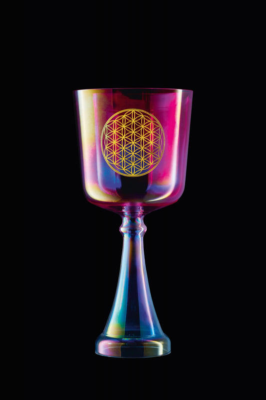 MEINL Sonic Energy Crystal Singing Chalice, 6"/15 cm, Note F4, Pink, Heart Chakra, Flower of Life - Positive Faith Hope Love