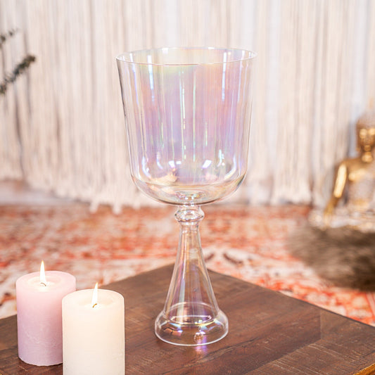 Polished Meinl Sonic Energy Crystal Singing Chalice 7 18 Cm Note B3 Clear Crown Chakra featuring natural patterning and unique variations - Positive Faith Hope Love