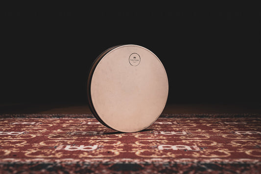 Polished Meinl Sonic Energy Wave Drum 16 Walnut Brown featuring natural patterning and unique variations - Positive Faith Hope Love