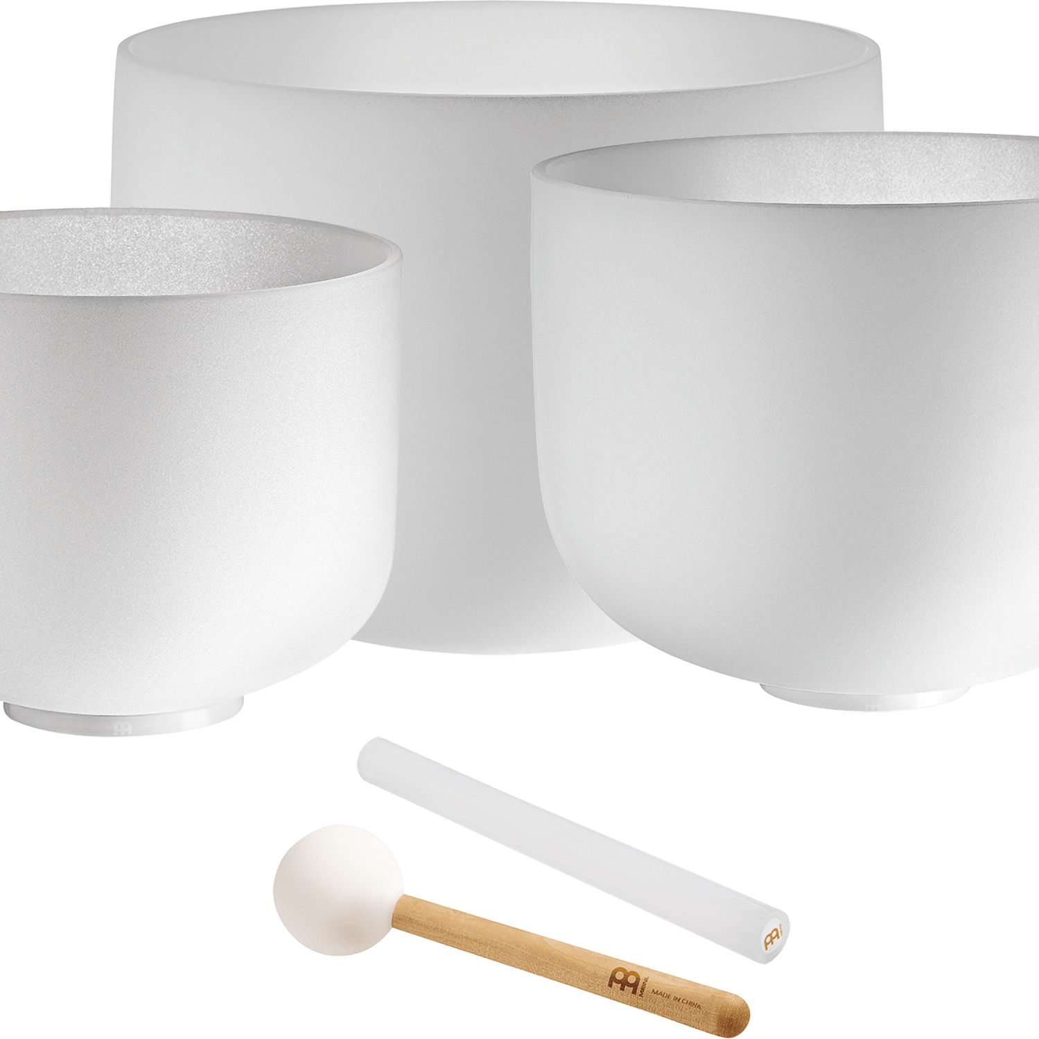 MEINL Sonic Energy White - Frosted Crystal Singing Bowls Set – 3 pcs (G4/E4/C4 – 432 Hz) - Positive Faith Hope Love