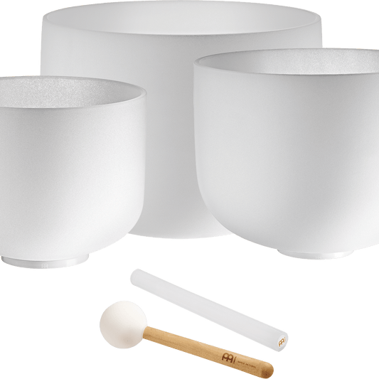 MEINL Sonic Energy White - Frosted Crystal Singing Bowls Set – 3 pcs (G4/E4/C4 – 432 Hz) - Positive Faith Hope Love