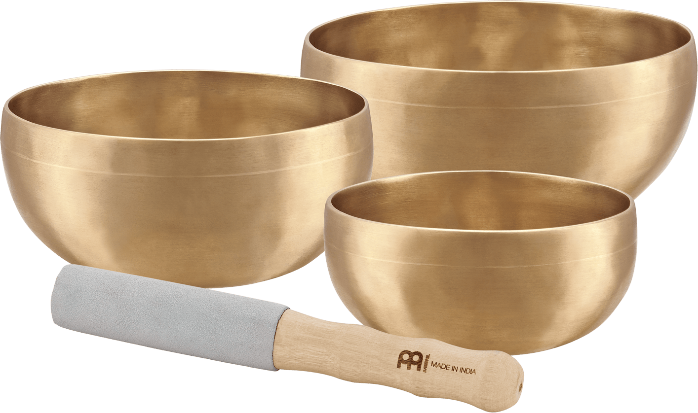 MEINL Universal Series Singing Bowl Set – 4 Piece (500–750 g + Mallet) - Positive Faith Hope Love