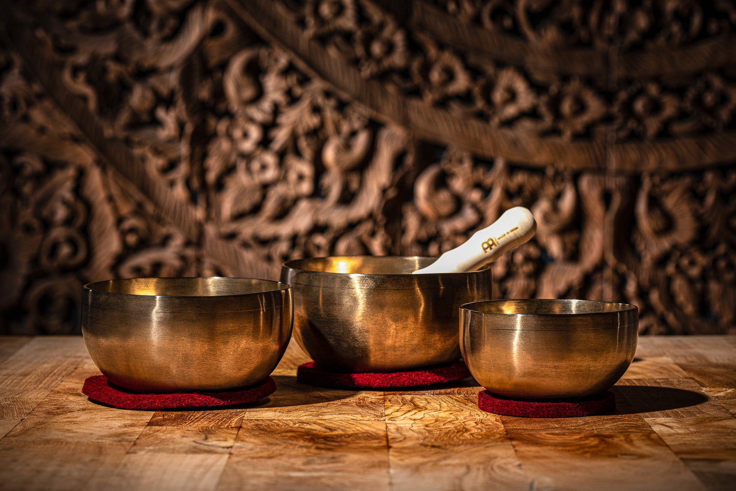 MEINL Universal Series Singing Bowl Set – 4 Piece (500–750 g + Mallet) - Positive Faith Hope Love