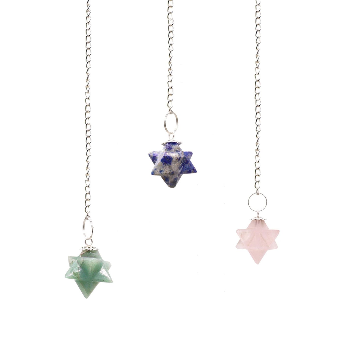 Polished Merkaba (star) Pendulums - (asst) featuring natural patterning and unique variations - Positive Faith Hope Love