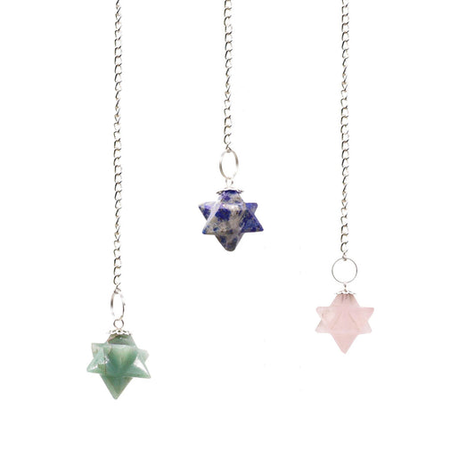 Polished Merkaba (star) Pendulums - (asst) featuring natural patterning and unique variations - Positive Faith Hope Love