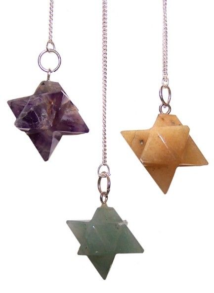 Polished Merkaba Star Pendulums Asst featuring natural patterning and unique variations - Positive Faith Hope Love