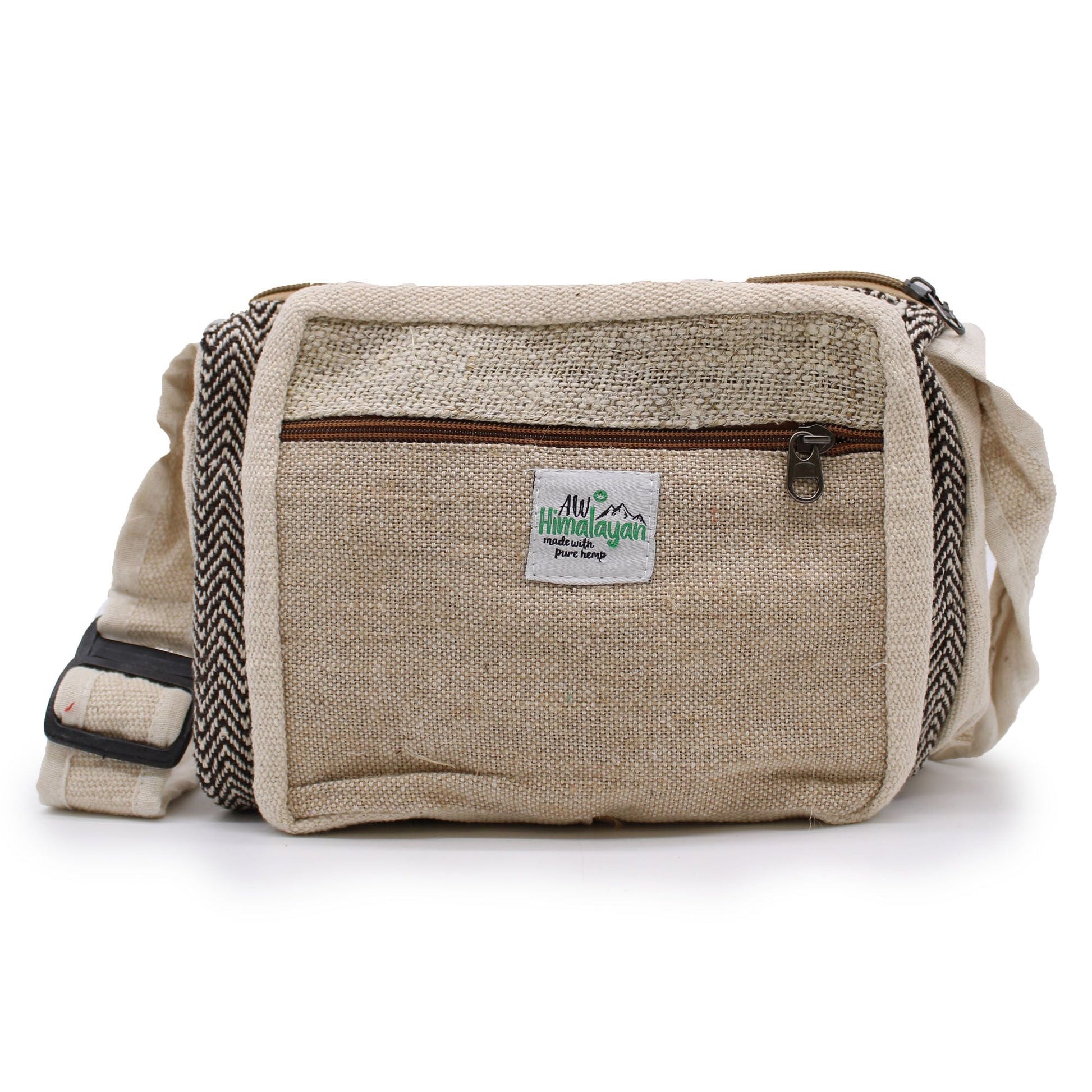 Polished Messenger Bag Hemp Cotton featuring natural patterning and unique variations - Positive Faith Hope Love