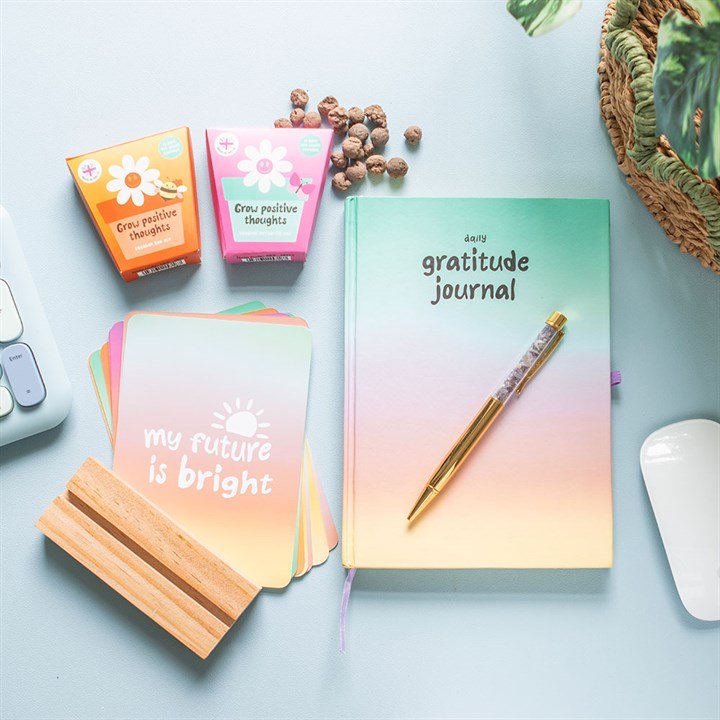 Polished Mindful Moments Affirmation Cards With Wooden Stand featuring natural patterning and unique variations - Positive Faith Hope Love