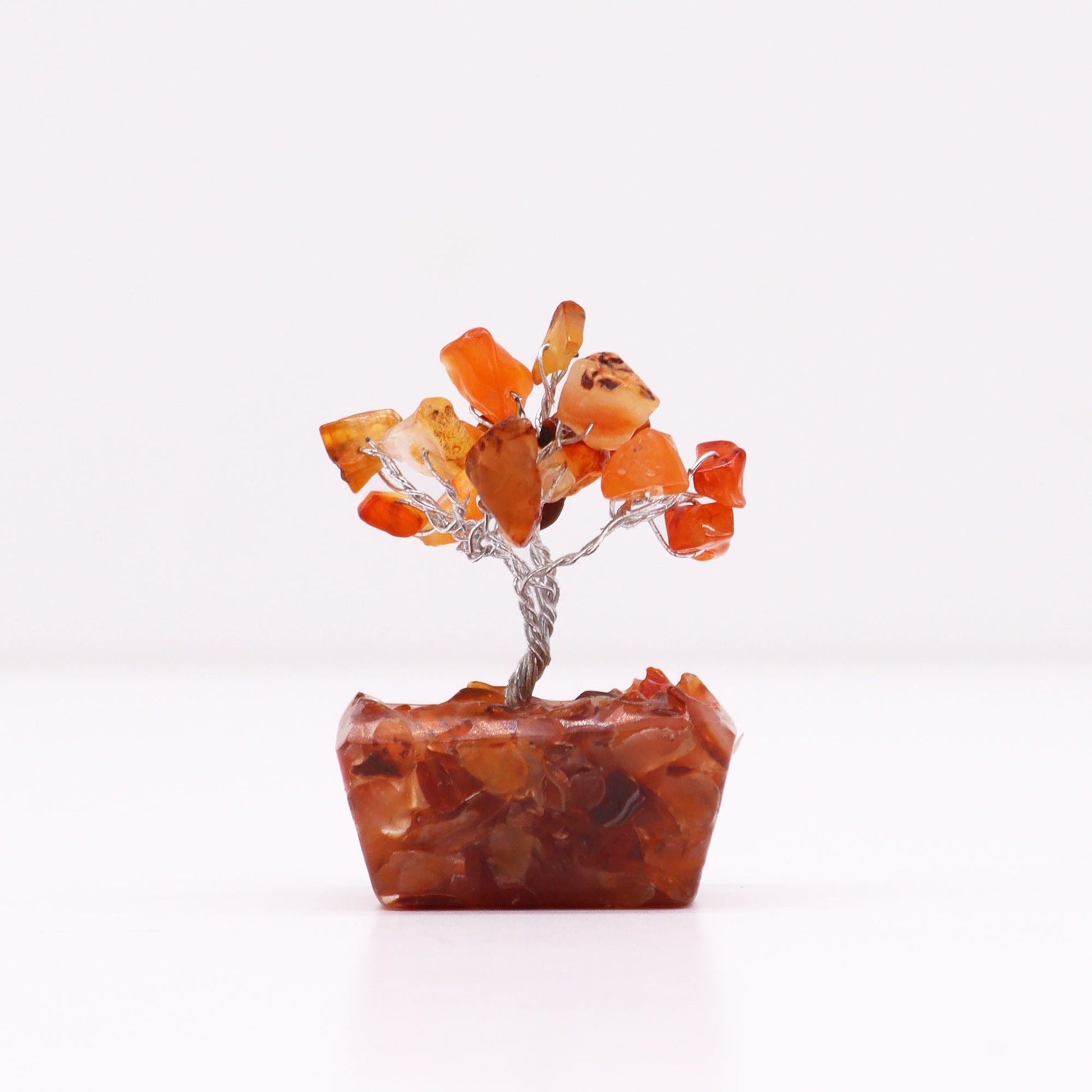 Polished Mini Gemstone Tree On Orgonite Base Carnelian 15 Stones featuring vibrant orange tone and smooth polish - Positive Faith Hope Love