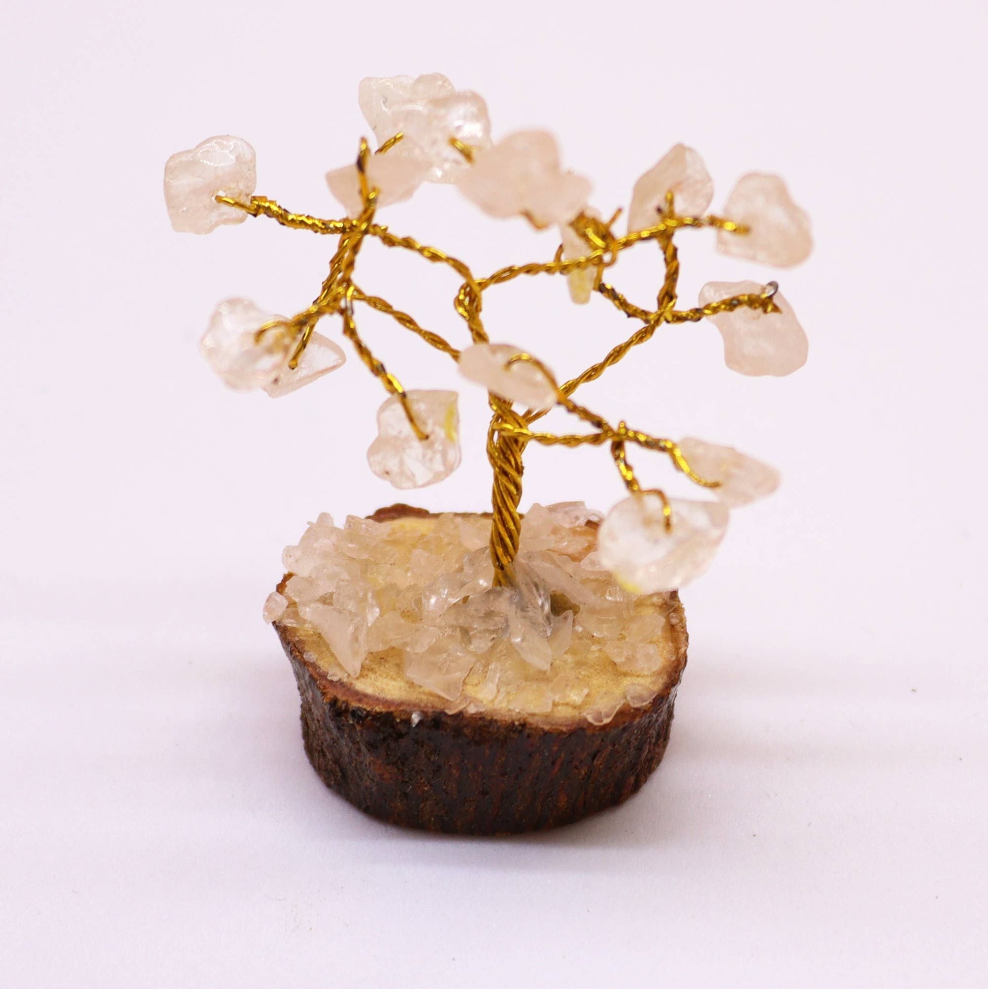 Polished Mini Gemstone Tree On Wood Base Rock Quartz 15 Stones 1 featuring natural patterning and unique variations - Positive Faith Hope Love