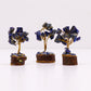 Polished Mini Gemstone Tree On Wood Base Sodalite 15 Stones featuring navy-blue tone with white veining - Positive Faith Hope Love