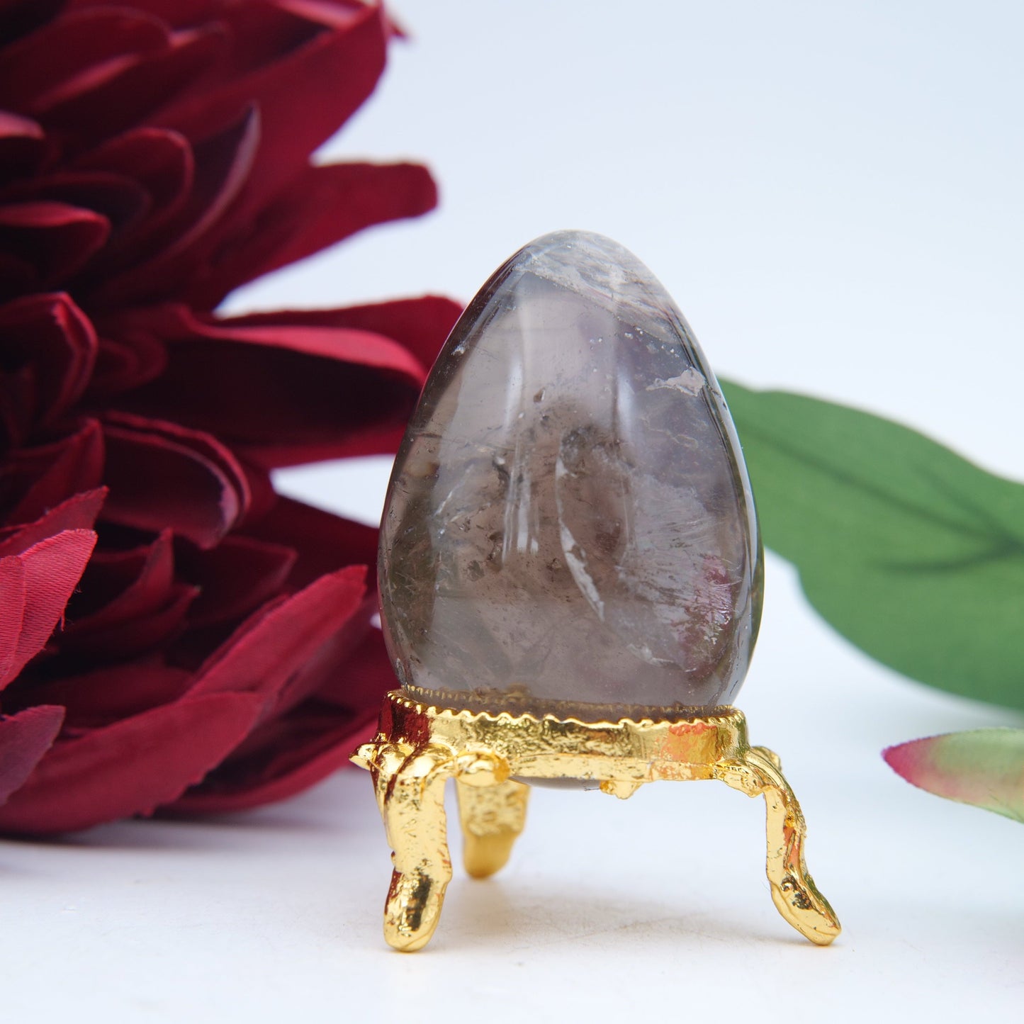 Polished Mini Morion Smokey Quartz Egg featuring natural patterning and unique variations - Positive Faith Hope Love
