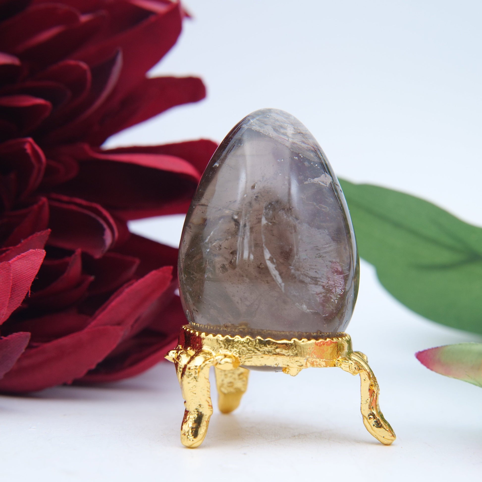 Polished Mini Morion Smokey Quartz Egg featuring natural patterning and unique variations - Positive Faith Hope Love