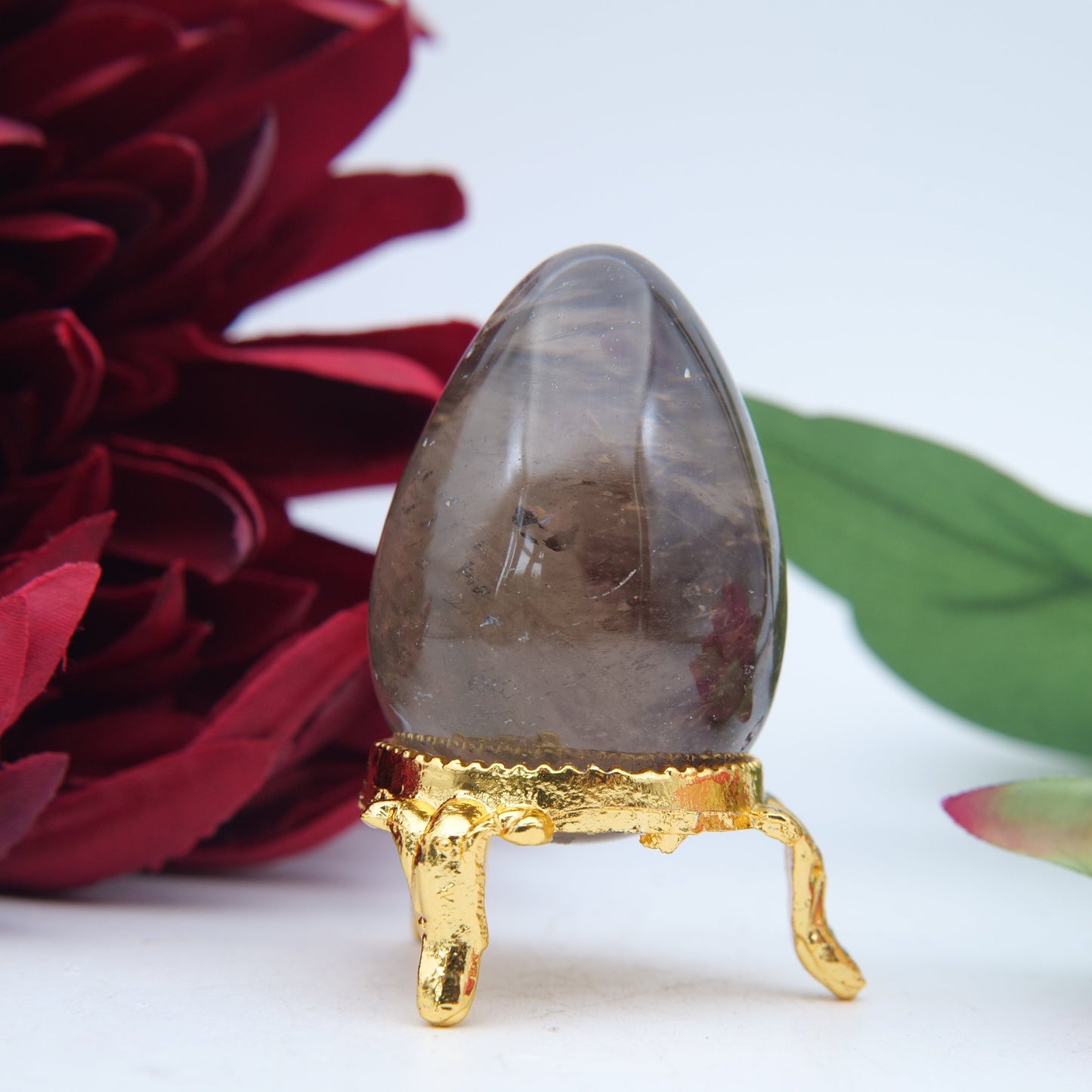 Polished Mini Morion Smokey Quartz Egg featuring natural patterning and unique variations - Positive Faith Hope Love