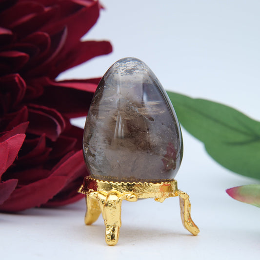 Polished Mini Morion Smokey Quartz Egg featuring natural patterning and unique variations - Positive Faith Hope Love