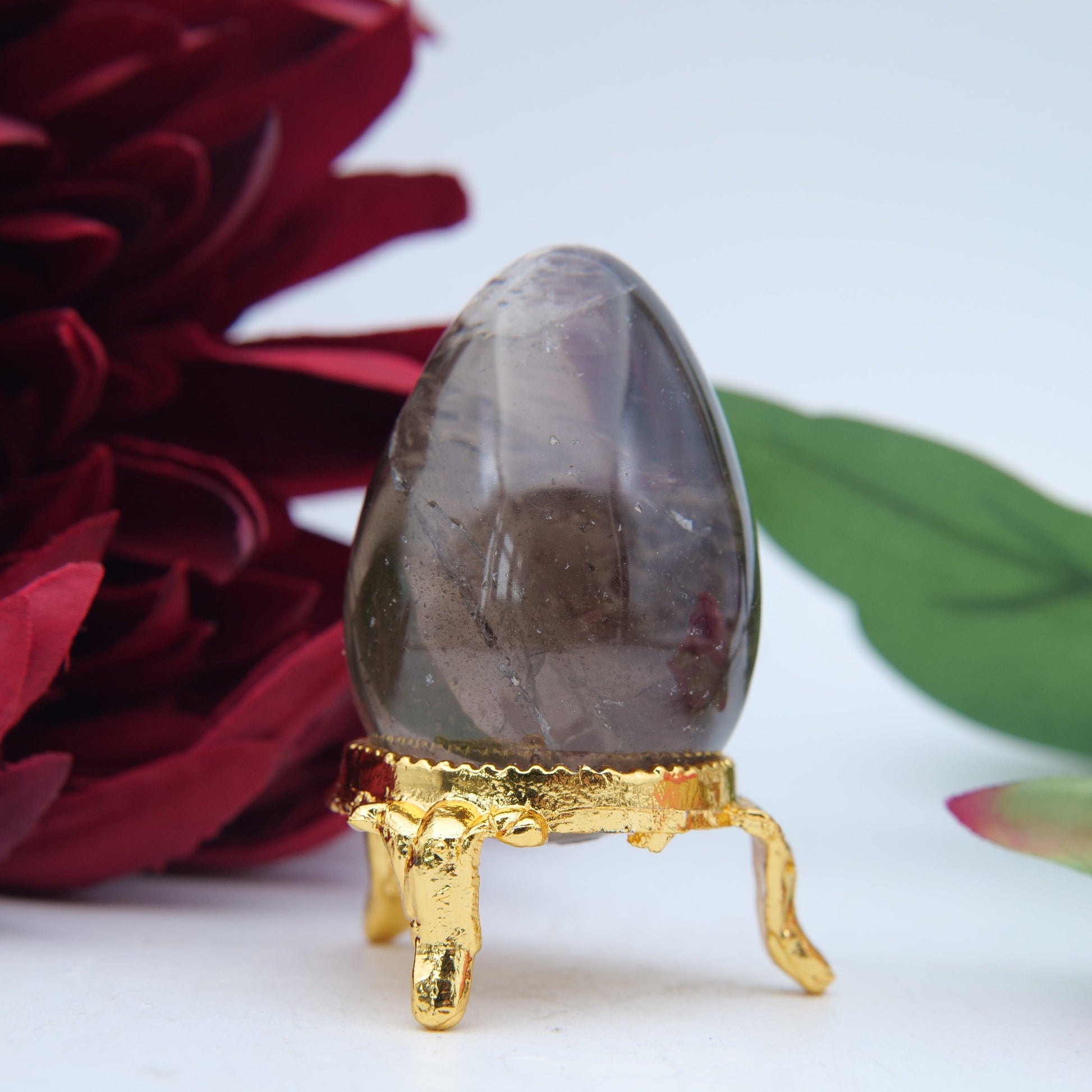 Polished Mini Morion Smokey Quartz Egg featuring natural patterning and unique variations - Positive Faith Hope Love