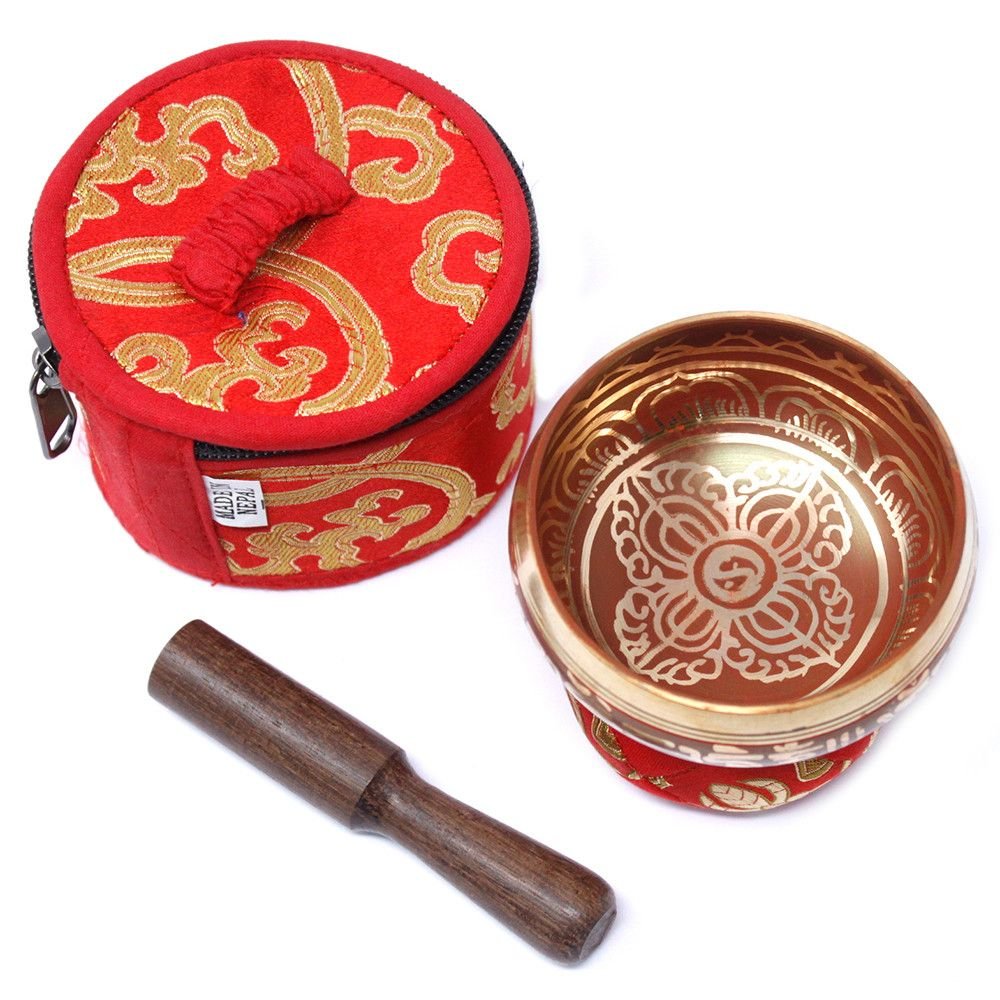 Polished Mini Singing Bowl Gift Set Red featuring natural patterning and unique variations - Positive Faith Hope Love